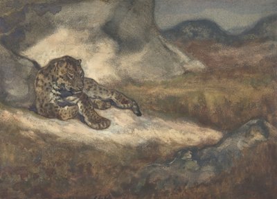Liggande leopard, 1810-75. av Antoine Louis Barye