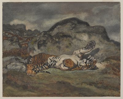 Rolling Tiger, ca 1840 (wc på papper) av Antoine Louis Barye