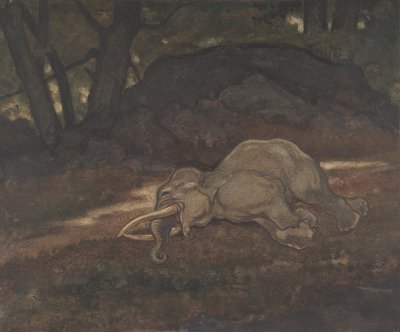 Sovande elefant, 1810-75. av Antoine Louis Barye