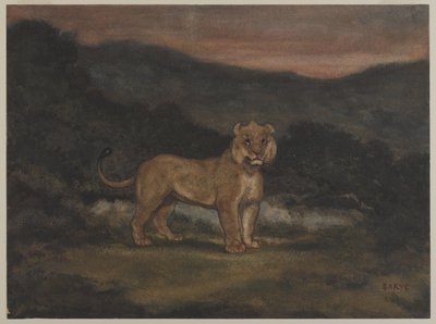 Stående lejoninna (wc på papper) av Antoine Louis Barye