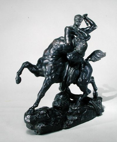 Theseus som bekämpar Kentauren Bienor (brons) (framifrån) av Antoine Louis Barye