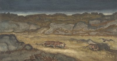 Tiger Stalking Prey, . av Antoine Louis Barye