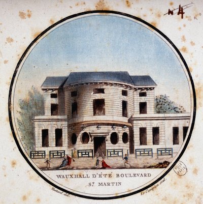 Halle aux calves, boulevard Saint Martin. I prittoresque utsikt över huvudbyggnaderna i Paris av sergeant av Antoine Louis Francois Sergent Marceau