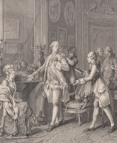 La Grande Toilette The Patroness, från Le Monument du Costume, 1777. av Antoine Louis Romanet
