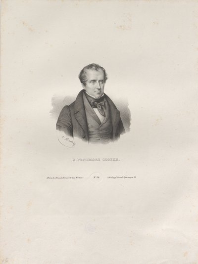Porträtt av författaren James Fenimore Cooper 1789-1851, ca. 1840. av Antoine Maurin