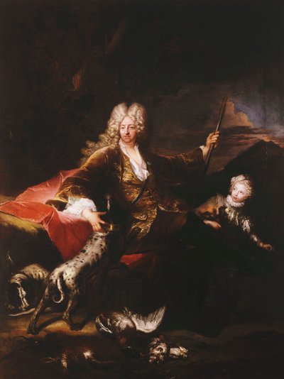 Porträtt av Marchese Paolo Corbelli, i full längd, sittande på en bank vid kanten av ett skogsområde, 1709 av Antoine Pesne