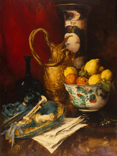 Ett stilleben (olja på panel) av Antoine Vollon