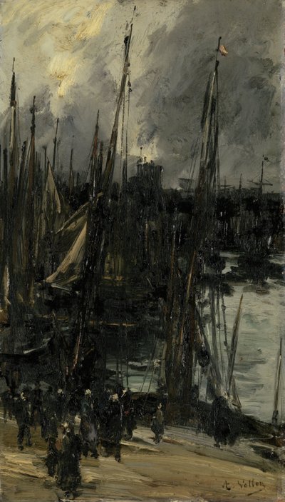 Utsikt över hamnen i Dunkerque (eller Dieppe?) av Antoine Vollon