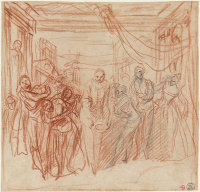 Italienska komiker som tar sina pilbågar av Antoine Watteau