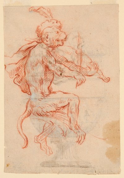 Apa som spelar fiol av Antoine Watteau