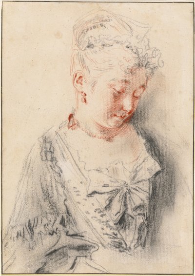 Sittande Kvinna Som Ser Ner av Antoine Watteau