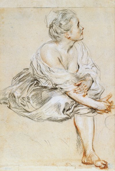 Sittande ung kvinna av Antoine Watteau