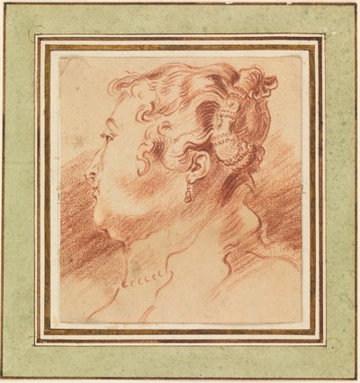 Studie av kvinnans huvud av Antoine Watteau