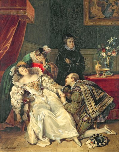 Mary Queen of Scots (1542-87) (wc på papper) av Antoinette Cecile Hortense Lescot Haudebourt