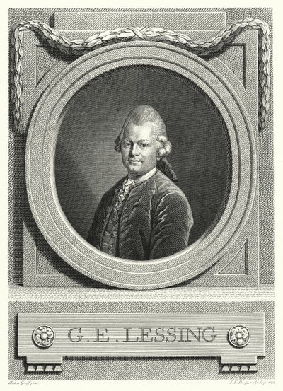 Gotthold Ephraim Lessing, tysk upplysning; filosof, författare och dramatiker (gravyr) av Anton (after) Graff