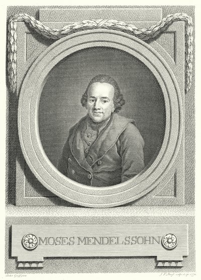 Moses Mendelssohn, tysk judisk filosof (gravyr) av Anton (after) Graff