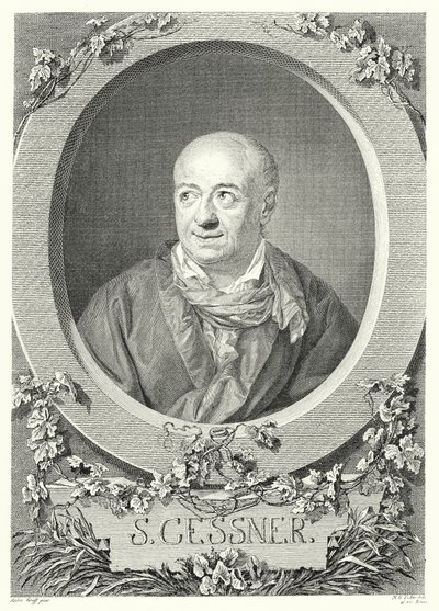 Salomon Gessner, schweizisk målare och poet (gravyr) av Anton (after) Graff