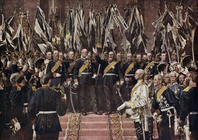 Kung Wilhelm I av Preussen utropade till kejsare av ett enat Tyskland, Versailles, Frankrike av Anton Alexander von (after) Werner
