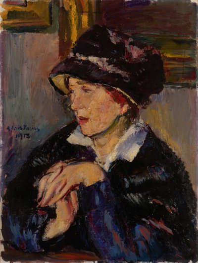 Kvinna med mörk hatt, 1917 av Anton Faistauer