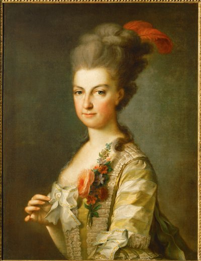 Ärkehertiginnan Marie-Christine i randig sidenklänning (målning på duk) av Anton Graff