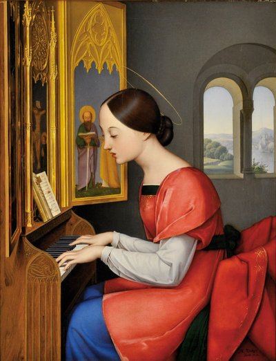 Sankta Cecilia av Rom spelar orgel - Målning av Anton Josef Drager (Joseph Anton Draeger) (1794-1833) av Anton Josef Dräger