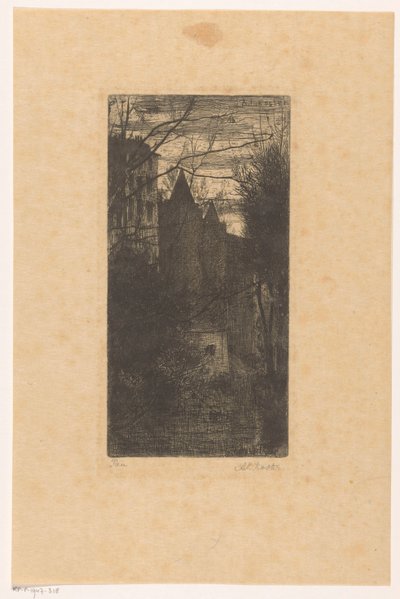 Slottet i Pau i skymningen av Anton L. Koster (signed by artist)
