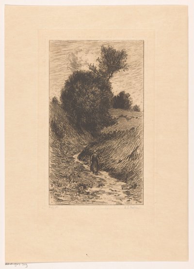 Kvinna på en nedsänkt väg av Anton L. Koster (signed by artist)