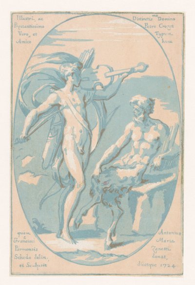 Match mellan Apollo och Marsyas av Anton Maria I Zanetti