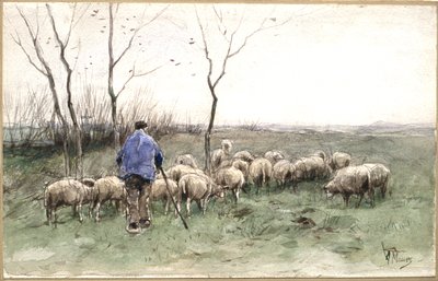 En herde och hans hjord av Anton Mauve