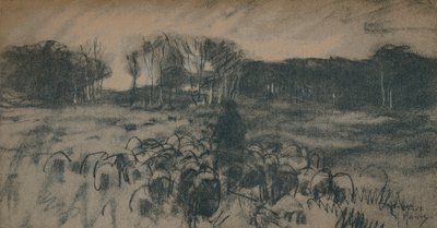En skiss över en herde och hans hjord, 1800-talet av Anton Mauve