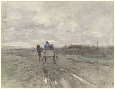 Gårdsvagn på en landsväg av Anton Mauve