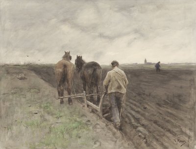 Bonde bakom plogen av Anton Mauve