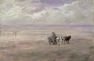 På stranden (olja på trä) av Anton Mauve