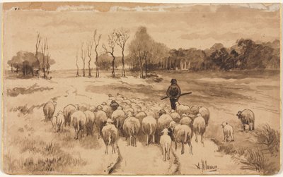 Herde med sin hjord av Anton Mauve