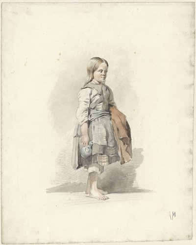 Stående tjej med kanna och mantel under armen av Anton Mauve