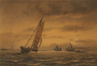 Många segelfartyg till havs av Anton Melbye