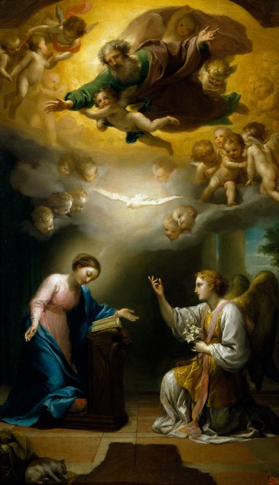 Annunciation, av Anton Raphael Mengs, Circa 1767, olja på duk av Anton Raphael Mengs