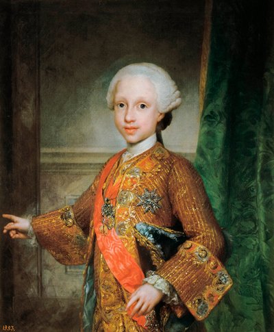 Porträtt av Francois Xavier de Bourbon (1757-1771), Spädbarn av Spanien, Riddare av den Helige Ande (Helig Ande). Målning av Anton Raphael Mengs (1728-1779). Omkring 1765. Madrid. Pradomuseet. av Anton Raphael Mengs