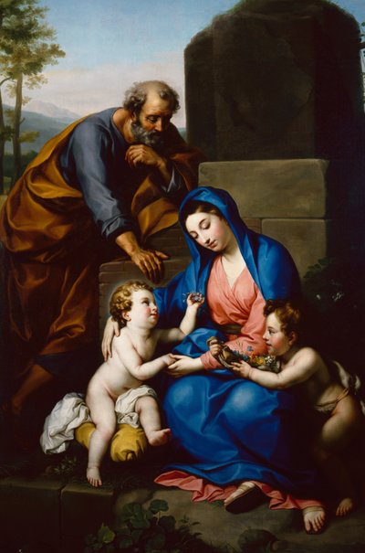 Den heliga familjen med spädbarnet Johannes Döparen av Anton Raphael Mengs