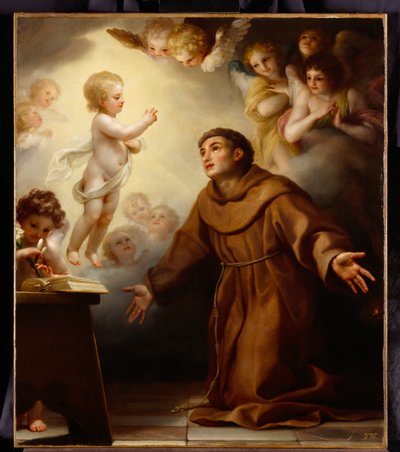 The Spädbarn Kristus som visar sig för St. Antonius av Padua, ca 1765 (olja på duk) av Anton Raphael Mengs