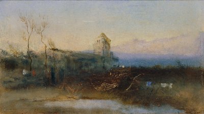 Landskap med ett slott av Anton Romako