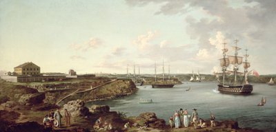 Skepp från Royal Navy i Port Mahon, Menorca av Anton Schantz