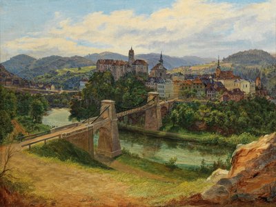 En vy över staden Loket i Tjeckien (Elbogen an der Eger) av Anton Schiffer