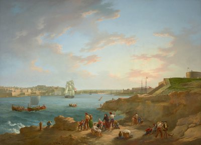Tillskriven Anton Schranz (1769-1839) - Maltas hamn - RCIN 406555 - Kungliga samlingen (restaurerad) av Anton Schranz
