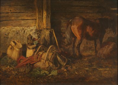 Stallinredning med häst av Anton Schrodl