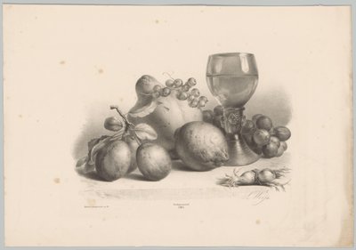 Stilleben med glas, plommon, citron, vindruvor och hasselnötter Flower and Fruit Studies (...) 10:e avsnittet (serietitel) av Anton Weiss