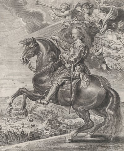 Porträtt av kardinal-Infante Ferdinand av Österrike, till häst, ca. 1630-54. av Anton van der Does