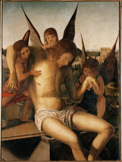Pieta med tre änglar, ca 1475 (olja på trä) av Antonello da Messina