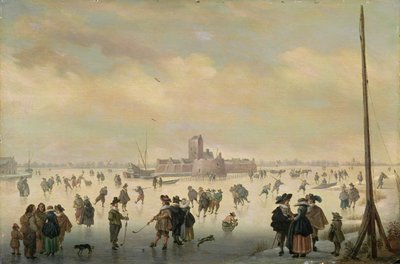 Skridskoåkning (olja på panel) av Antoni (1594 1641) Verstralen