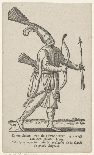 Man i orientaliska kläder Eenen Solachi av den store Herrens vanliga Lyf-wagt (titel på objekt) av Antoni van Leest